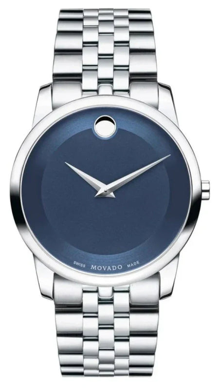 Movado Museum Classic Blue Dial Silver Steel Strap Watch for Men - 606982 Authentic Buy Shop Now