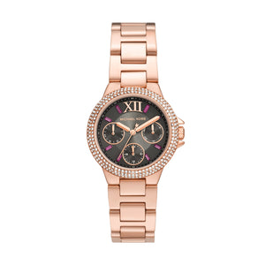 Michael Kors Camille Chronograph Grey Dial Rose Gold Steel Strap Watch For Women - MK6983 Authentic Buy Shop Now