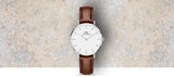 Daniel Wellington Classic Petite St Mawes White Dial Brown Leather Strap Watch For Women - DW00100187 Authentic Buy Shop Now