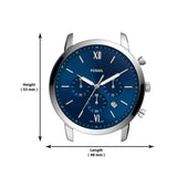 Fossil Neutra Chronograph Blue Dial Silver Steel Strap Watch for Men - FS5792 Authentic Buy Shop Now