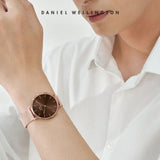 Daniel Wellington Petite Melrose Brown Dial Rose Gold Mesh Strap Watch For Women - DW00100477 Authentic Buy Shop Now