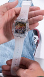 Guess Phoenix Polycarbonate Clear Multi-function Black Dial Clear Rubber Strap Watch for Men - GW0499G3 Authentic Buy Shop Now