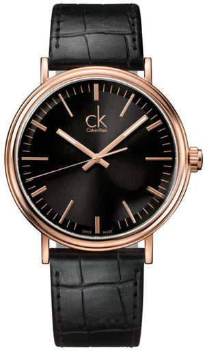 Calvin Klein Surround Black Dial Black Leather Strap Watch for Men - K3W216C1 Authentic Buy Shop Now