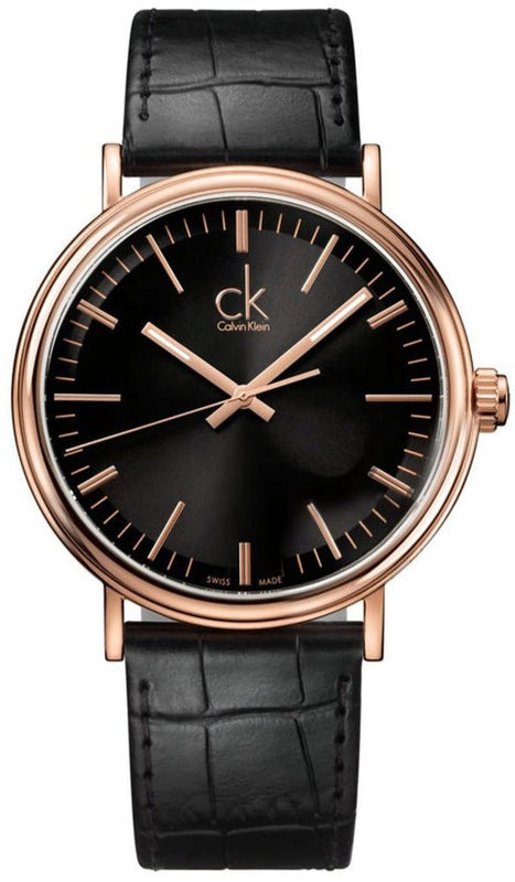 Calvin Klein Surround Black Dial Black Leather Strap Watch for Men - K3W216C1 Authentic Buy Shop Now