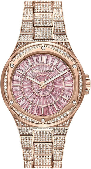 Michael Kors Lennox Three Hand Crystals Rose Gold Dial Rose Gold Steel Strap Watch For Women - MK6992 Authentic Buy Shop Now