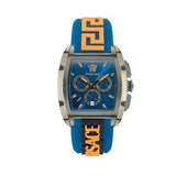 Versace Iconic Dominus Chronograph Blue Dial Blue Rubber Strap Watch For Men - VE6H00323 Authentic Buy Shop Now