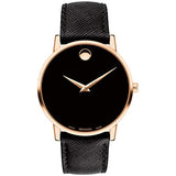 Movado Museum Classic Black Dial Black Leather Strap Watch for Men - 0607196 Authentic Buy Shop Now