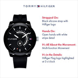 Tommy Hilfiger Denim Quartz Black Dial Black Rubber Strap Watch for Men - 1791483 Authentic Buy Shop Now