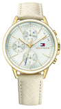 Tommy Hilfiger Carly Silver Dial Cream Leather Strap Watch for Women - 1781790 Authentic Buy Shop Now