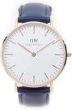 Daniel Wellington Classic Somerset White Dial Blue Leather Strap Watch For Men - DW00100121 Authentic Buy Shop Now