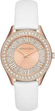 Michael Kors Harlowe Analog Rose Gold Dial White Leather Strap Watch For Women - MK2989 Authentic Buy Shop Now
