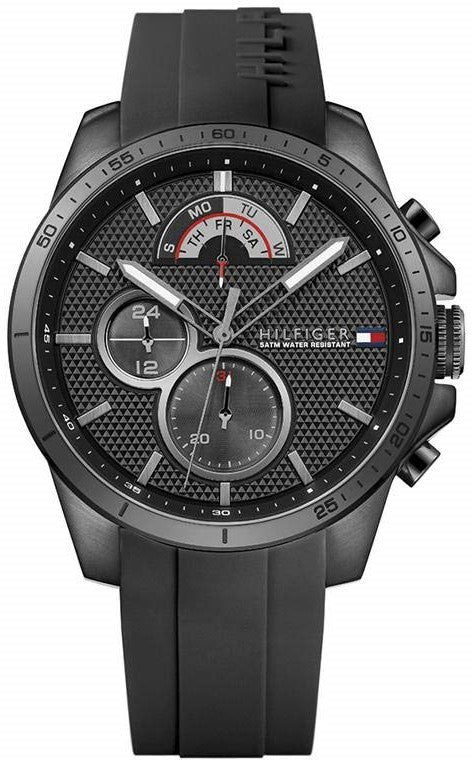 Tommy Hilfiger Decker Black Dial Black Rubber Strap Watch for Men - 1791352 Authentic Buy Shop Now