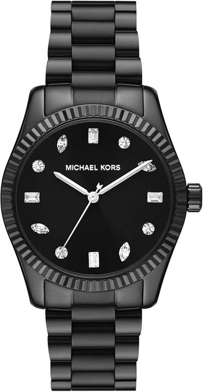 Michael Kors Lexington Lux Black Dial Black Steel Strap Watch For Women - MK7442 Authentic Buy Shop Now