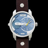 Diesel Mini Daddy LIght Blue Dial Brown Leather Strap Watch For Men - DZ7321 Authentic Buy Shop Now