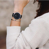 Daniel Wellington Classic Sheffield Black Dial Black Leather Strap Watch For Women - DW00100145 Authentic Buy Shop Now