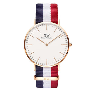 Daniel Wellington Classic Cambridge White Dial Two Tone NATO Strap Watch For Men - DW00100003 Authentic Buy Shop Now