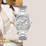 Guess Cubed Analog Silver Dial Silver Steel Strap Watch For Women - GW0606L1 Authentic Buy Shop Now