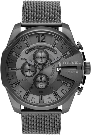 Diesel Mega Chief Chronograph Black Dial Black Mesh Strap Watch For Men - DZ4527 Authentic Buy Shop Now
