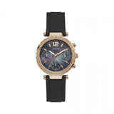 Guess Solstice Diamonds Black Mother of Pearl Dial Black Rubber Strap Watch for Women - GW0113L2 Authentic Buy Shop Now