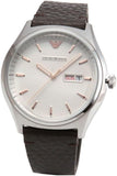 Emporio Armani Dress Quartz White Dial Brown Leather Strap Watch For Men - AR1999 Authentic Buy Shop Now