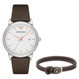 Emporio Armani Herren White Dial Brown Leather Strap Watch For Men - AR11103 Authentic Buy Shop Now