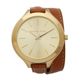 Michael Kors Runway Gold Dial Brown Leather Strap Watch For Women - MK2256 Authentic Buy Shop Now