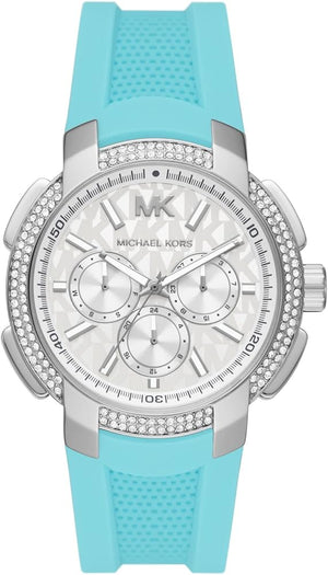 Michael Kors Sidney Multifunction Analog White Dial Turquoise Silicone Strap Watch For Women - MK7246 Authentic Buy Shop Now
