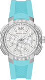 Michael Kors Sidney Multifunction Analog White Dial Turquoise Silicone Strap Watch For Women - MK7246 Authentic Buy Shop Now