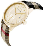 Burberry The Classic Round Gold Dial Brown Leather Strap Unisex Watch - BU10001 Authentic Buy Shop Now