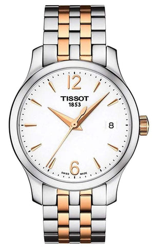 Tissot T Classic Tradition Lady White Dial Two Tone Steel Strap Watch For Women - T063.210.22.037.01 Authentic Buy Shop Now