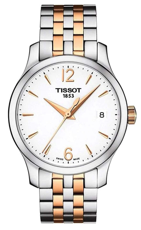 Tissot T Classic Tradition Lady White Dial Two Tone Steel Strap Watch For Women - T063.210.22.037.01 Authentic Buy Shop Now