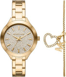 Michael Kors Slim Runway Crystals Gold Dial Gold Steel Strap Watch for Women - MK1046 Authentic Buy Shop Now
