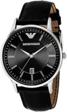 Emporio Armani Renato Analog Black Dial Black Leather Strap Watch For Men - AR11186 Authentic Buy Shop Now