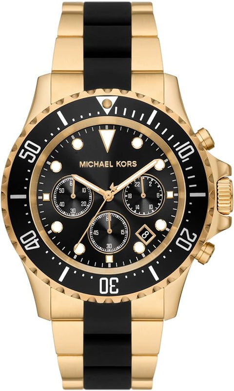 Michael Kors Everest Chronograph Black Dial Two Tone Steel Strap Watch For Men - MK8979 Authentic Buy Shop Now