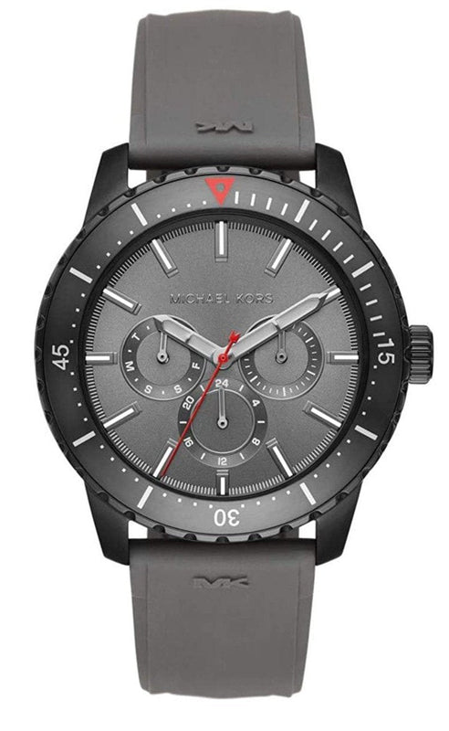 Michael Kors Cunningham Multifunction Grey Dial Grey Rubber Strap Watch For Men - MK7164 Authentic Buy Shop Now