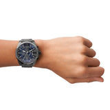 Diesel Mega Chief Chronograph Blue Dial Black Steel Strap Watch For Men - DZ4329 Authentic Buy Shop Now