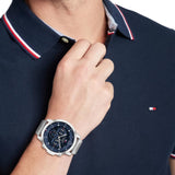 Tommy Hilfiger Luca Chronograph Blue Dial Silver Steel Strap Watch For Men - 1710492 Authentic Buy Shop Now