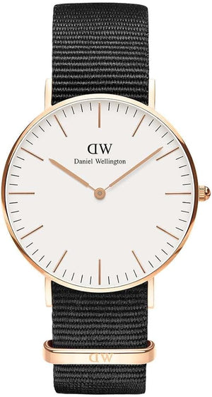 Daniel Wellington Classic Cornwall White Dial Black Nylon Strap Watch For Women - DW00100259 Authentic Buy Shop Now