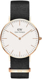 Daniel Wellington Classic Cornwall White Dial Black Nylon Strap Watch For Women - DW00100259 Authentic Buy Shop Now
