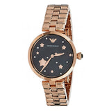 Emporio Armani Arianna Black Dial Rose Gold Stainless Steel Watch For Women - AR11197 Authentic Buy Shop Now