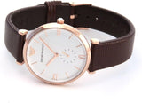 Emporio Armani Analog White Dial Brown Leather Strap Watch For Men - AR9042 Authentic Buy Shop Now