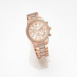 Michael Kors Ritz Chronograph Rose Gold Dial Rose Gold Steel Strap Watch For Women - MK6485 Authentic Buy Shop Now