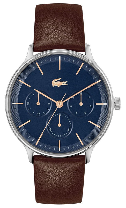 Lacoste Club Blue Dial Brown Leather Strap Watch for Men - 2011227 Authentic Buy Shop Now