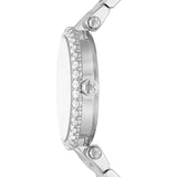 Michael Kors Parker Three Hand Mother of Pearl White Dial Silver Steel Strap Watch For Women - MK4694 Authentic Buy Shop Now
