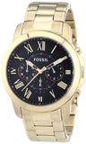 Fossil Grant Chronograph Black Dial Gold Steel Strap Watch for Men - FS4815 Authentic Buy Shop Now