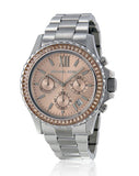 Michael Kors Everest Chronograph Gold Dial Silver Steel Strap Watch For Women - MK5870 Authentic Buy Shop Now