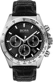 Hugo Boss Hero Chronograph Black Dial Black Leather Strap Watch For Men - 1513752 Authentic Buy Shop Now