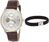 Tommy Hilfiger Weston Chronograph Silver Dial Brown Leather Strap Watch For Men - 1710501 Authentic Buy Shop Now
