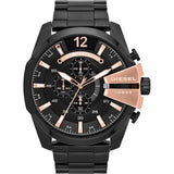 Diesel Mega Chief Chronograph Black Dial Black Steel Strap Watch For Men - DZ4309 Authentic Buy Shop Now
