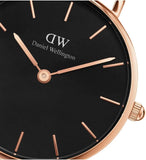 Daniel Wellington Classic Petite Sheffield Black Dial Black Leather Strap Watch For Women - DW00100224 Authentic Buy Shop Now